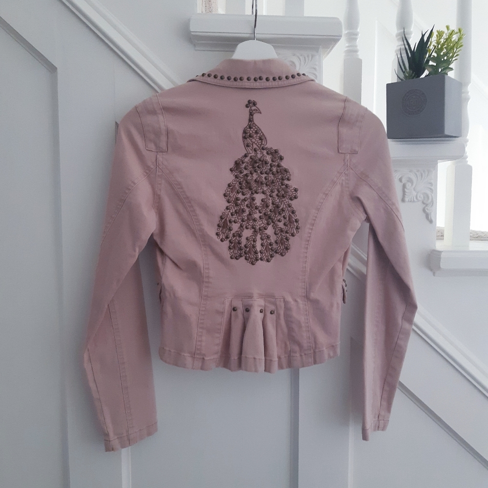 Pink peacock blazer jacket